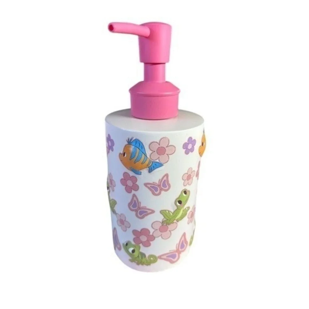 Disney Princess Bathroom Set: Shower Curtain Soap Dispenser & Bath Mat Pink NEW
